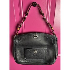 Vtg Y2K Coach Chelsea Pebble Leather Turnlock Top Bag Purse D05S-8A38 BLUE Navy